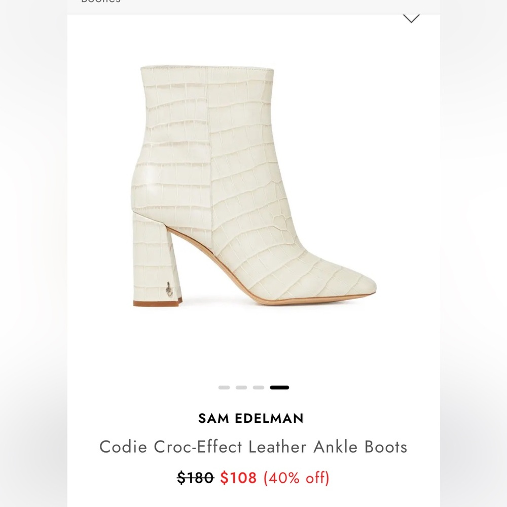 Sam Edelman Code Croc Effect Off White Booties - image 4